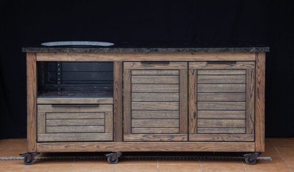 Kamado table "Solid Oak - Black-S"